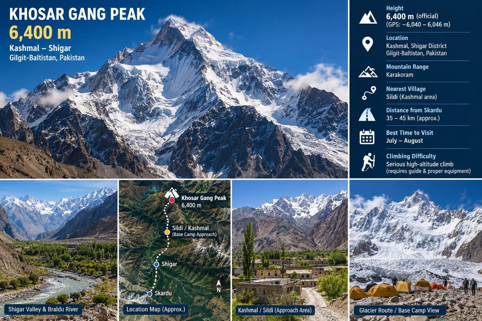 Khosar Gang Peak (6,400 m) — Kashmal, Shigar, Gilgit-Baltistan